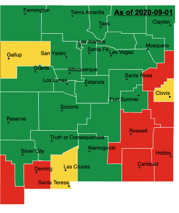 Here's how New Mexico's 33 counties have progressed through the state's