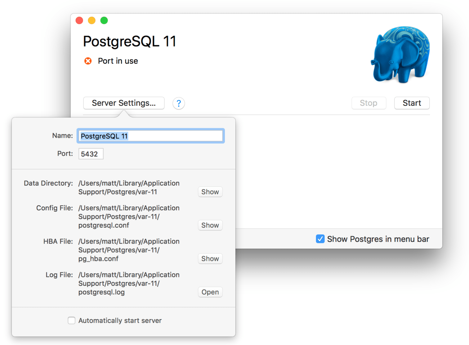 PostgreSQL Server on Mac OS X
