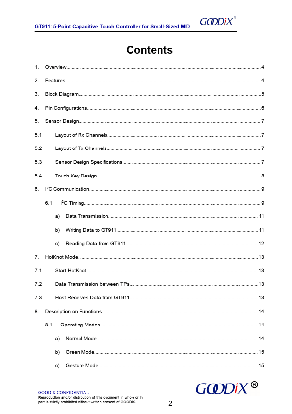GT911 datasheet, controller equivalent, GOODIX