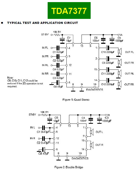TDA7377 2x30W Dual/Quad Power Amplifier