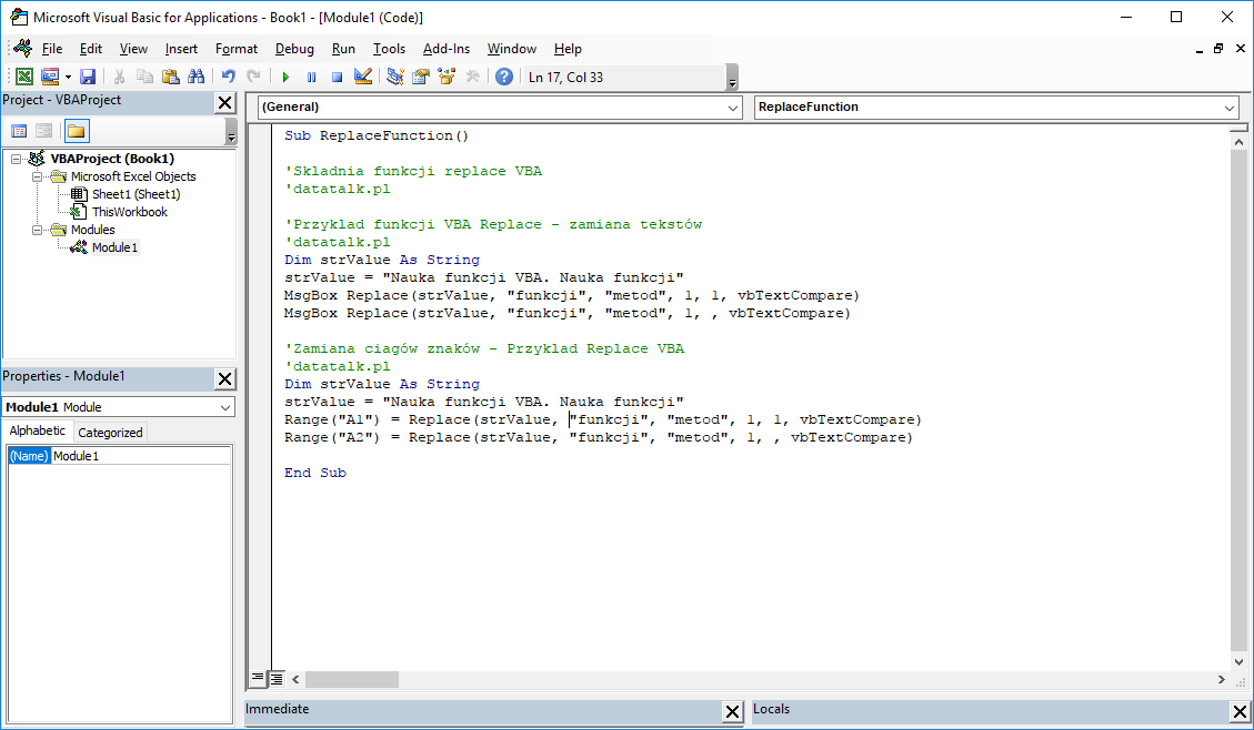 Funkcja Replace VBA Jak zamienić ciąg znaków DataTalk.pl