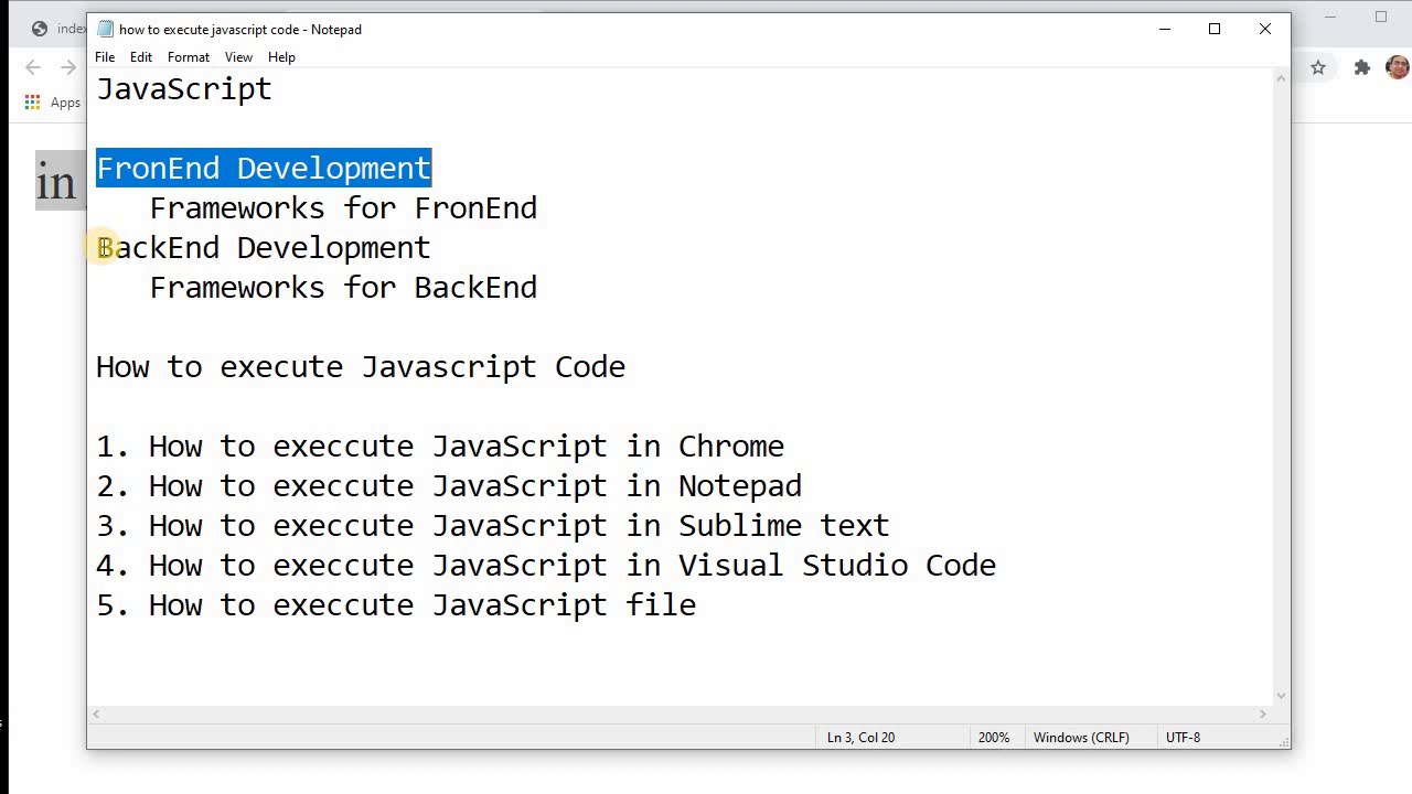 How do I run a JavaScript program in notepad? Datatas