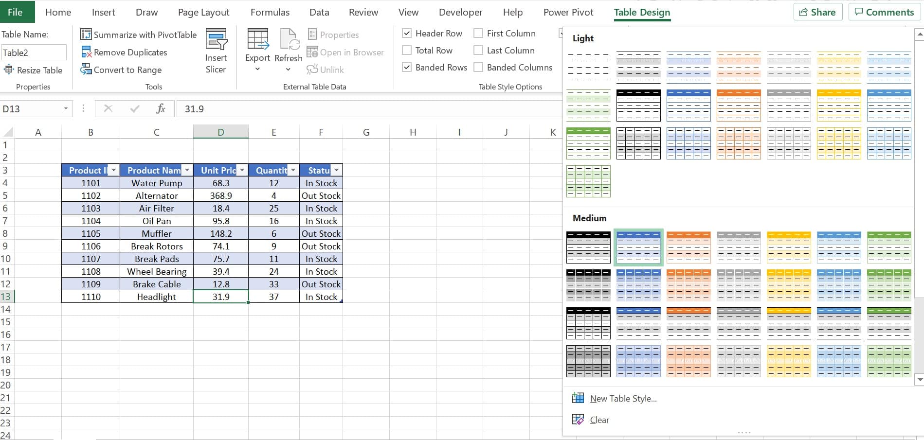 Table in Excel How to create excel table step by step by 2 methods