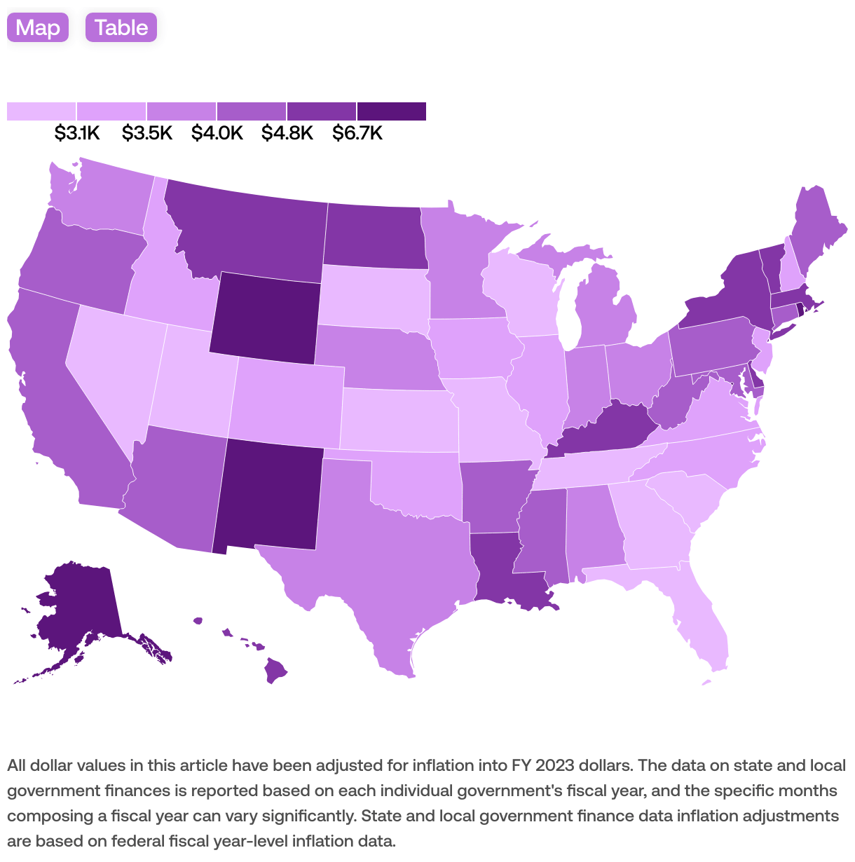 Which states rely the most on federal aid?