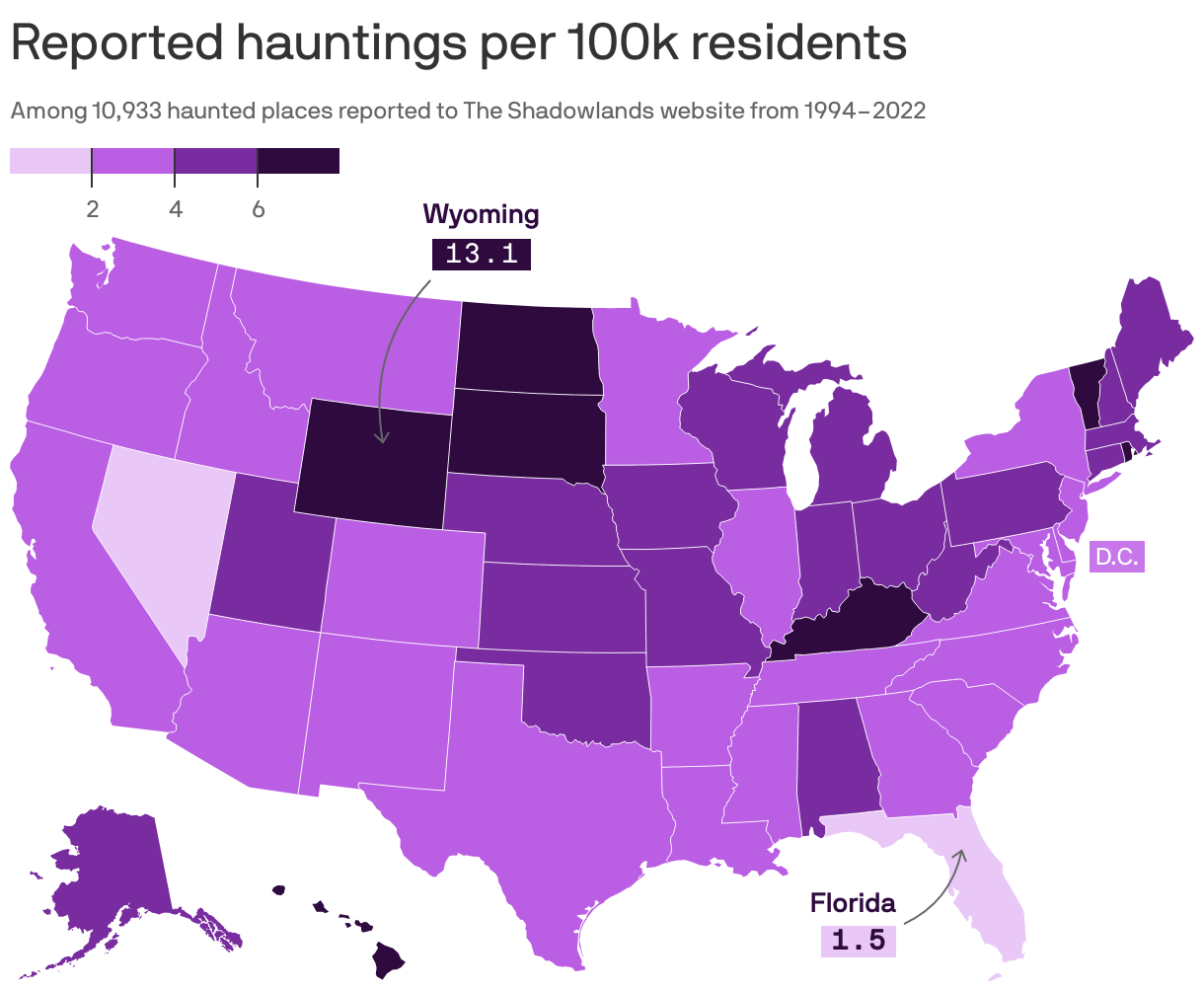 This Map Shows The Most Haunted States In The, 44 OFF