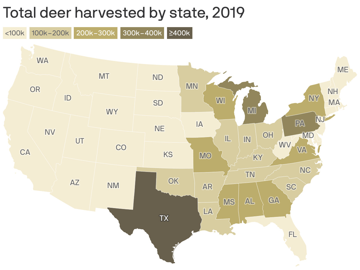 Mapped How Minnesota's deer harvest compares Axios Twin Cities