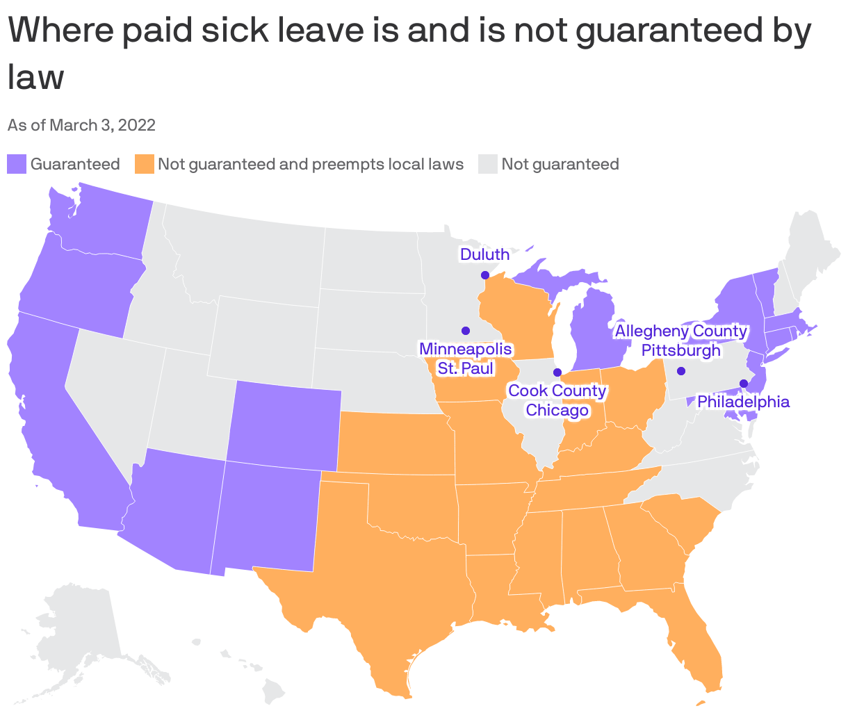 US has spotty record on sick leave laws