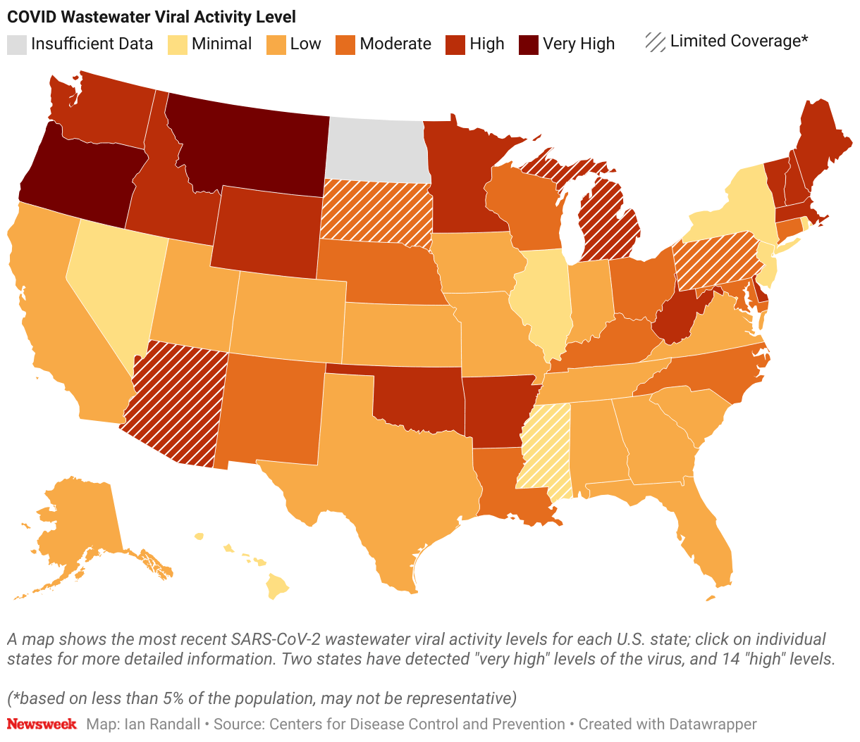 COVID Map Update US States With 'Very High' Wastewater Viral Activity Newsweek
