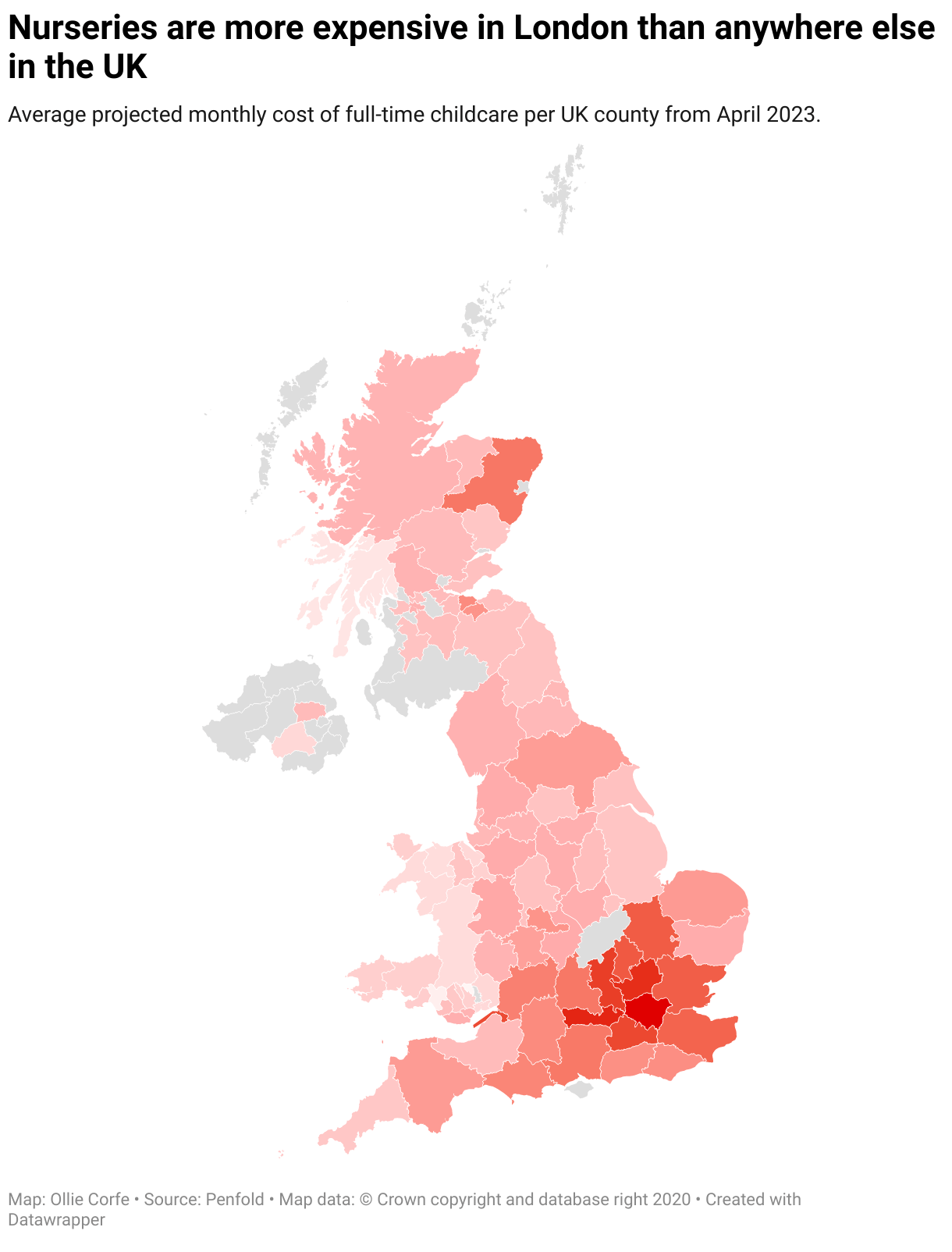 The areas where monthly nursery fees cost more than rent MAPPED