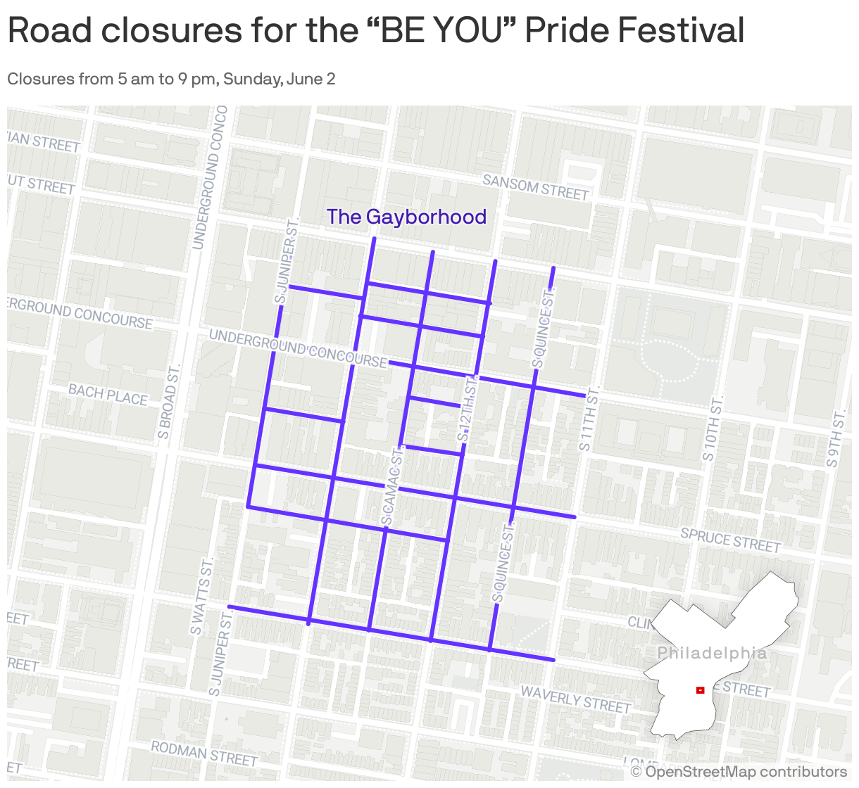 Map Pride Festival and Roots Picnic to shut down Philadelphia roads