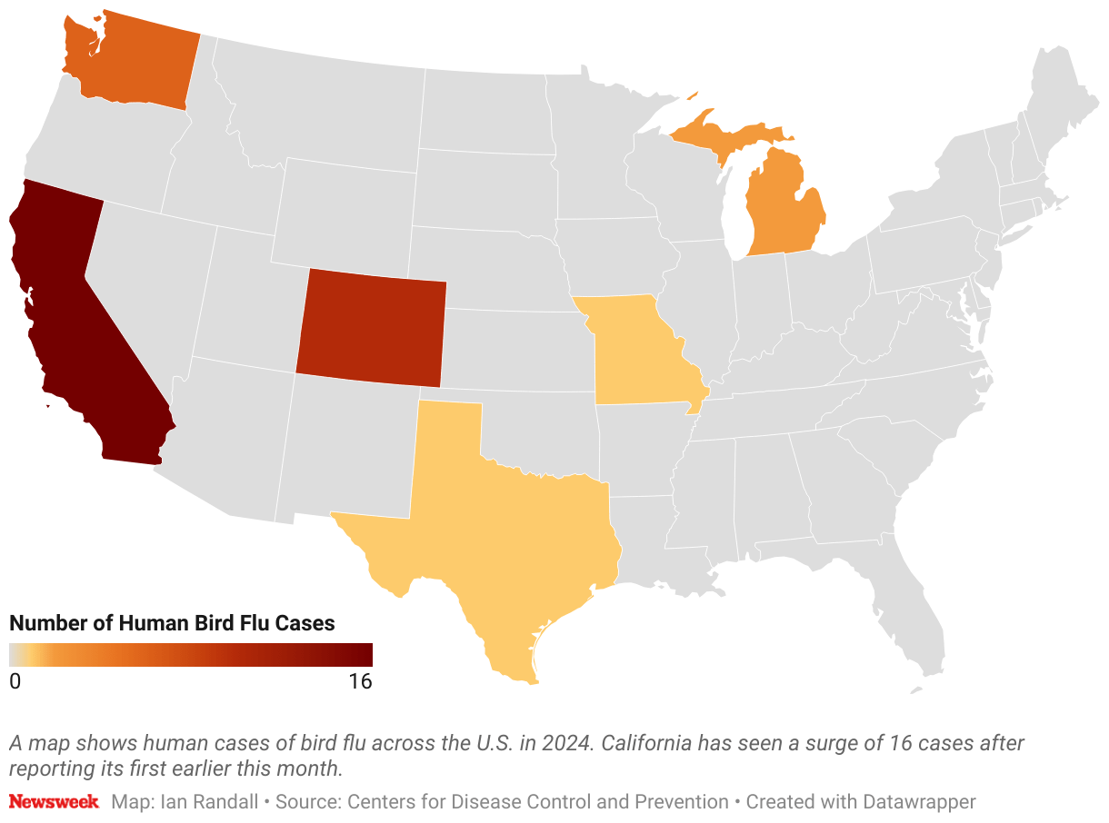 Bird Flu Outbreak Map Reveals Confirmed US Human Cases Newsweek
