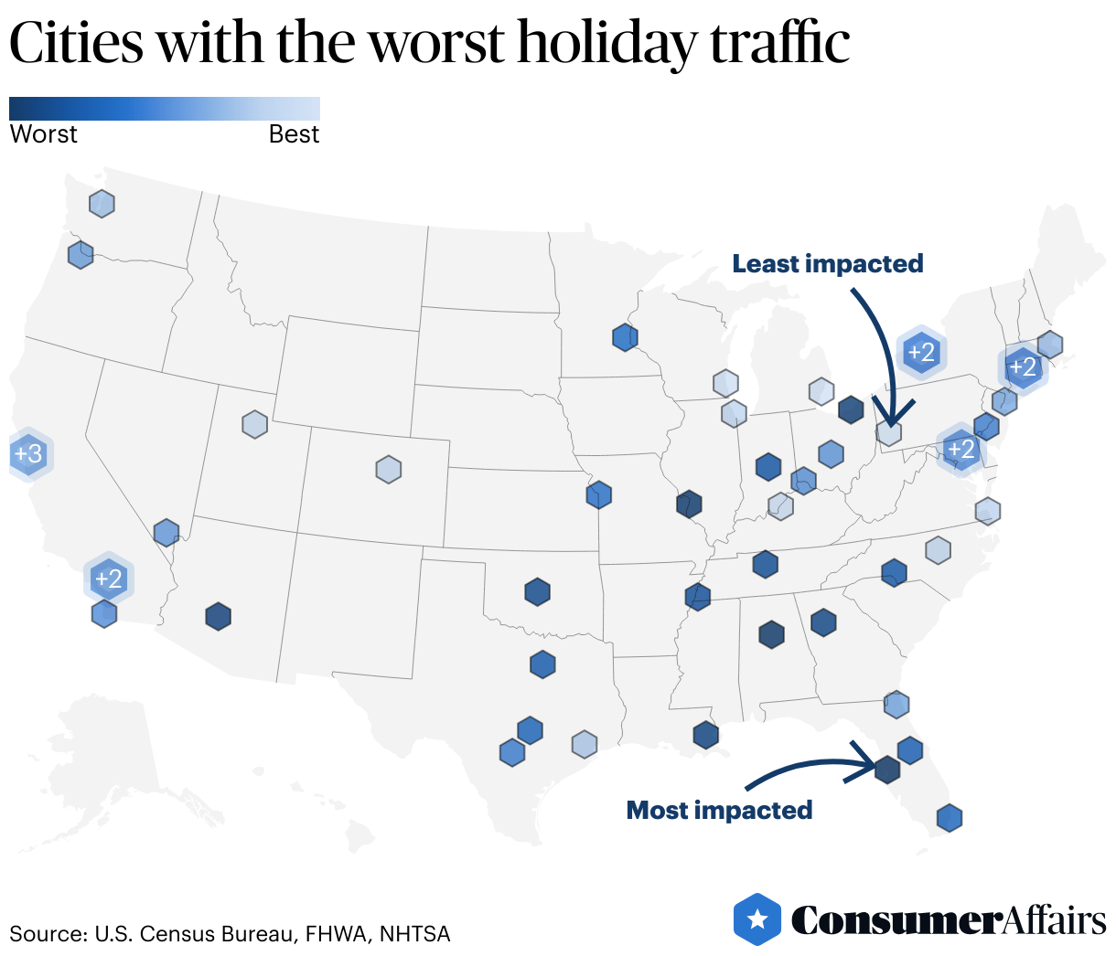 Cities with the Worst Holiday Traffic ConsumerAffairs®