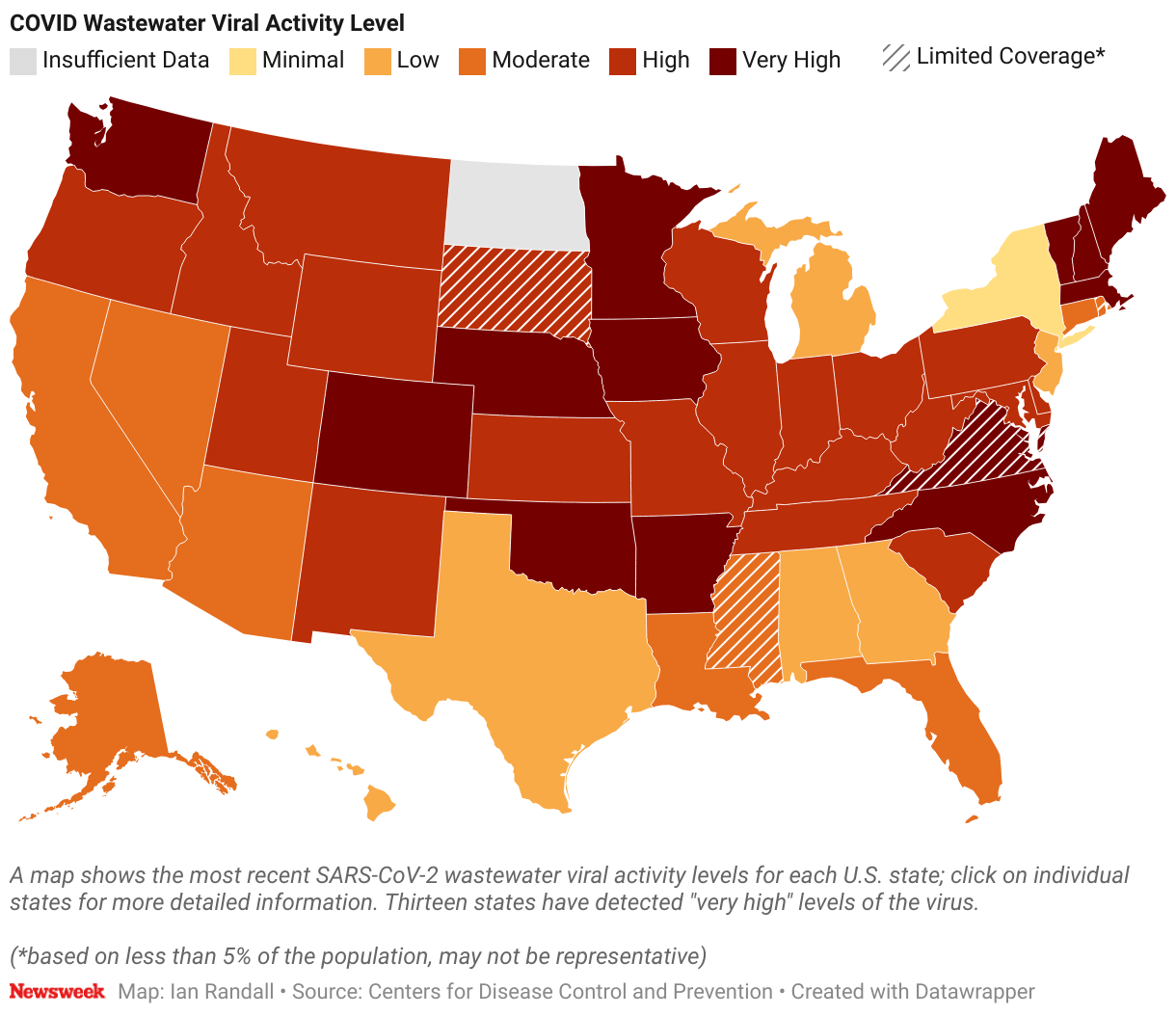 COVID Map Update Shows US States With 'Very High' Wastewater Viral