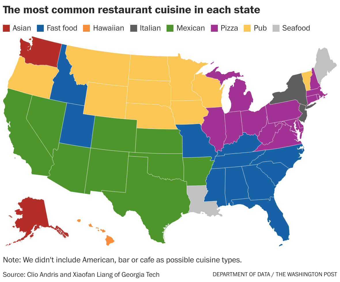 Places in America with the most chain restaurants The Washington Post