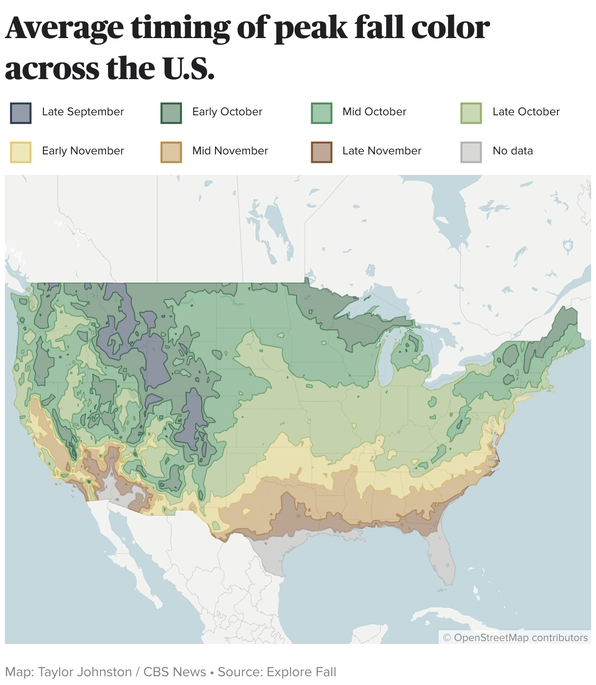 Our fall foliage forecast maps shows when leaf colors will peak in 2024