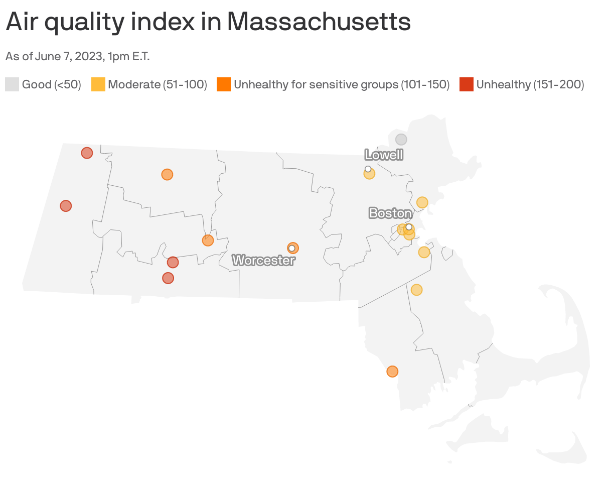 Boston air quality How wildfire smoke from Canada is affecting it