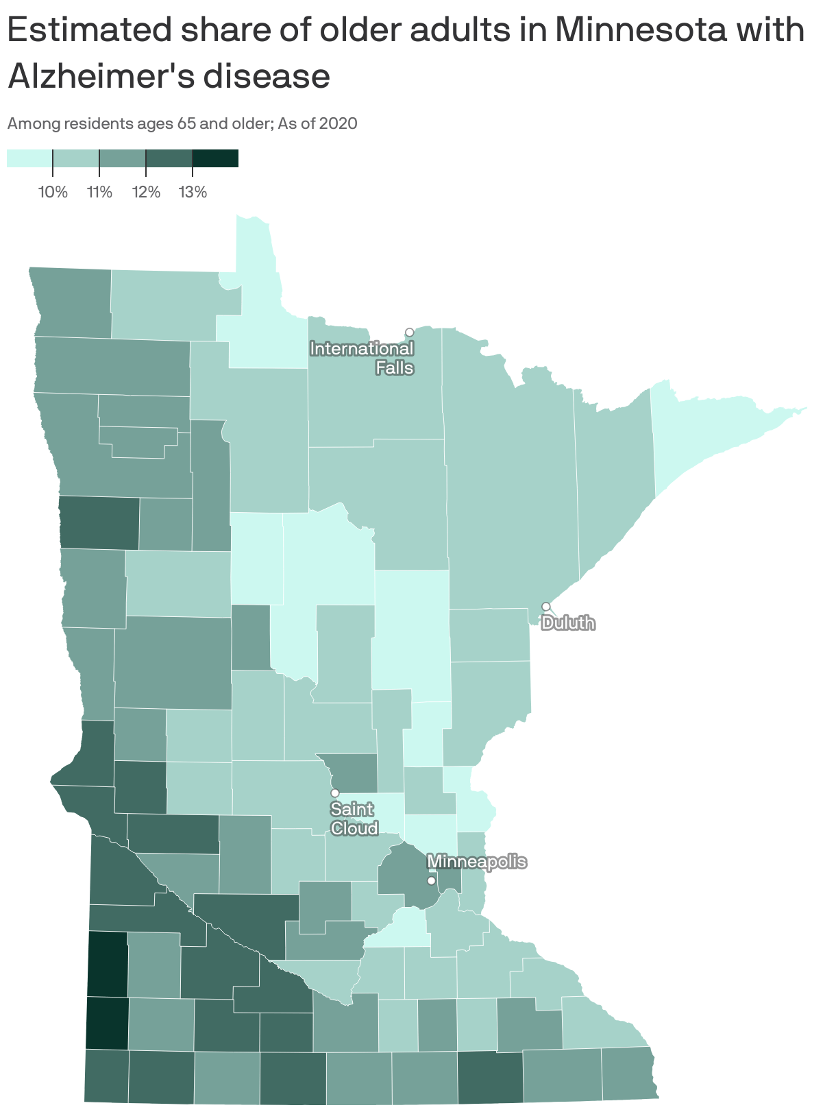 Mapped Alzheimer's prevalence in Minnesota Axios Twin Cities