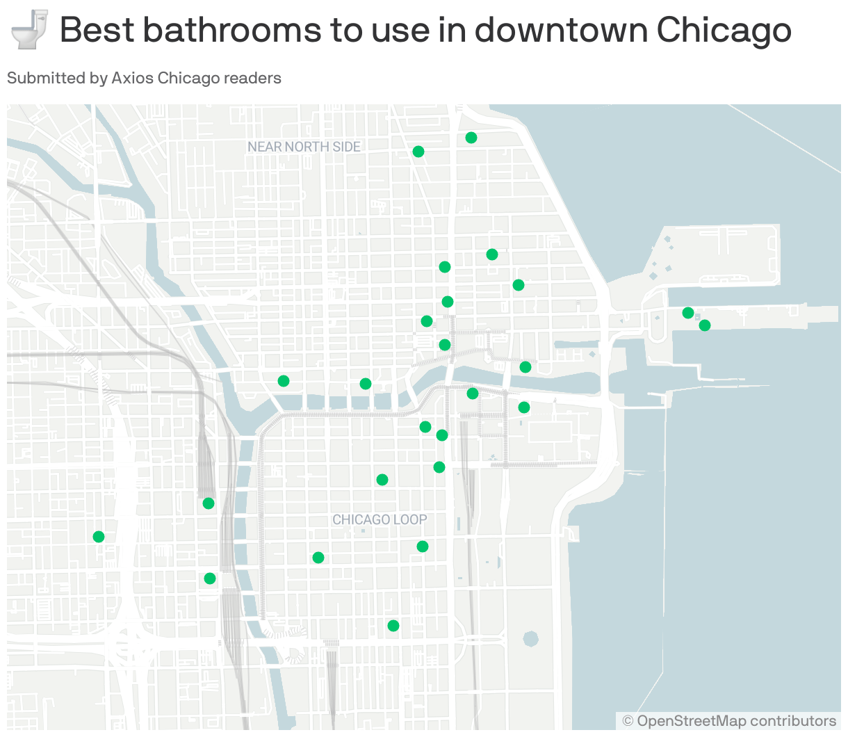 Map of the best bathrooms in downtown Chicago Axios Chicago