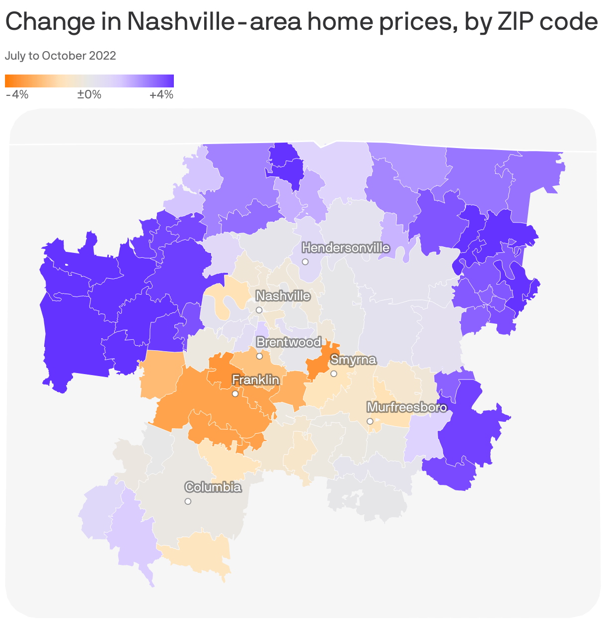 Nashvillearea housing price changes by ZIP code Axios Nashville