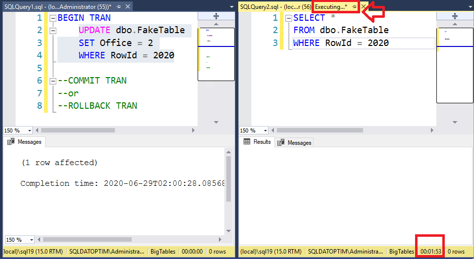 Cómo funciona READ COMMITED en SQL Server DATOPTIM