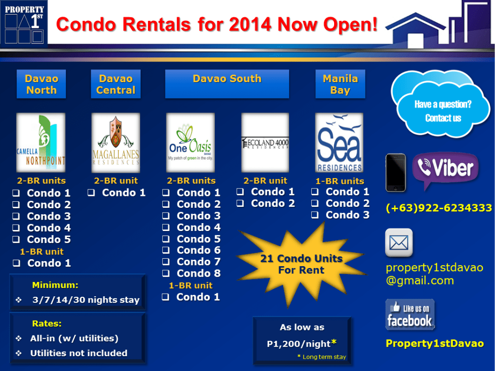 Davao & Manila Condos for Rent Davao Portal