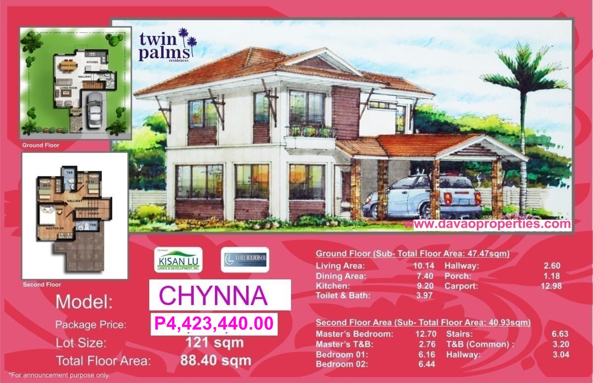 Twin Palms Allea Real Estate House for SALE or RENT in DAVAO