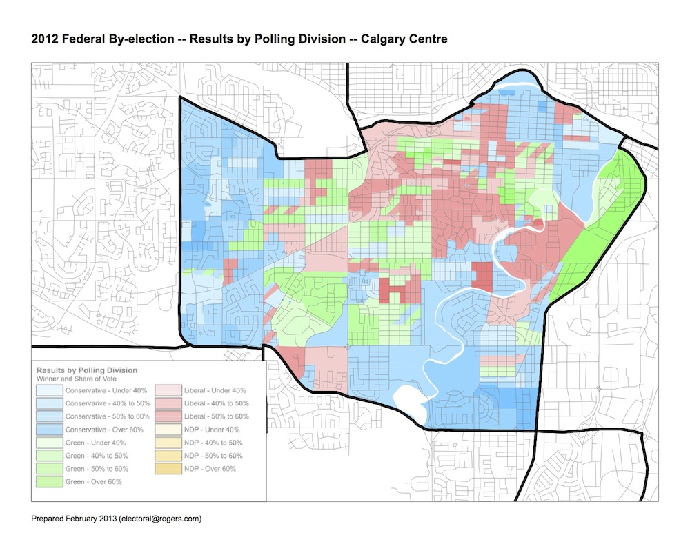 New Map CalgaryCentre byelection results. daveberta.ca Alberta