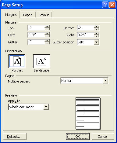 Making grid (graph) paper in Word
