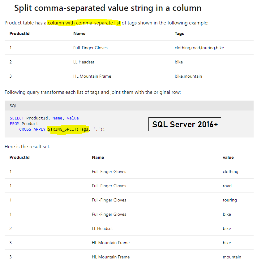 Split a delimited string into rows in SQL Server 2016+