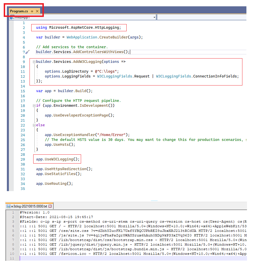 6 can capture W3C format server logs for our web apps