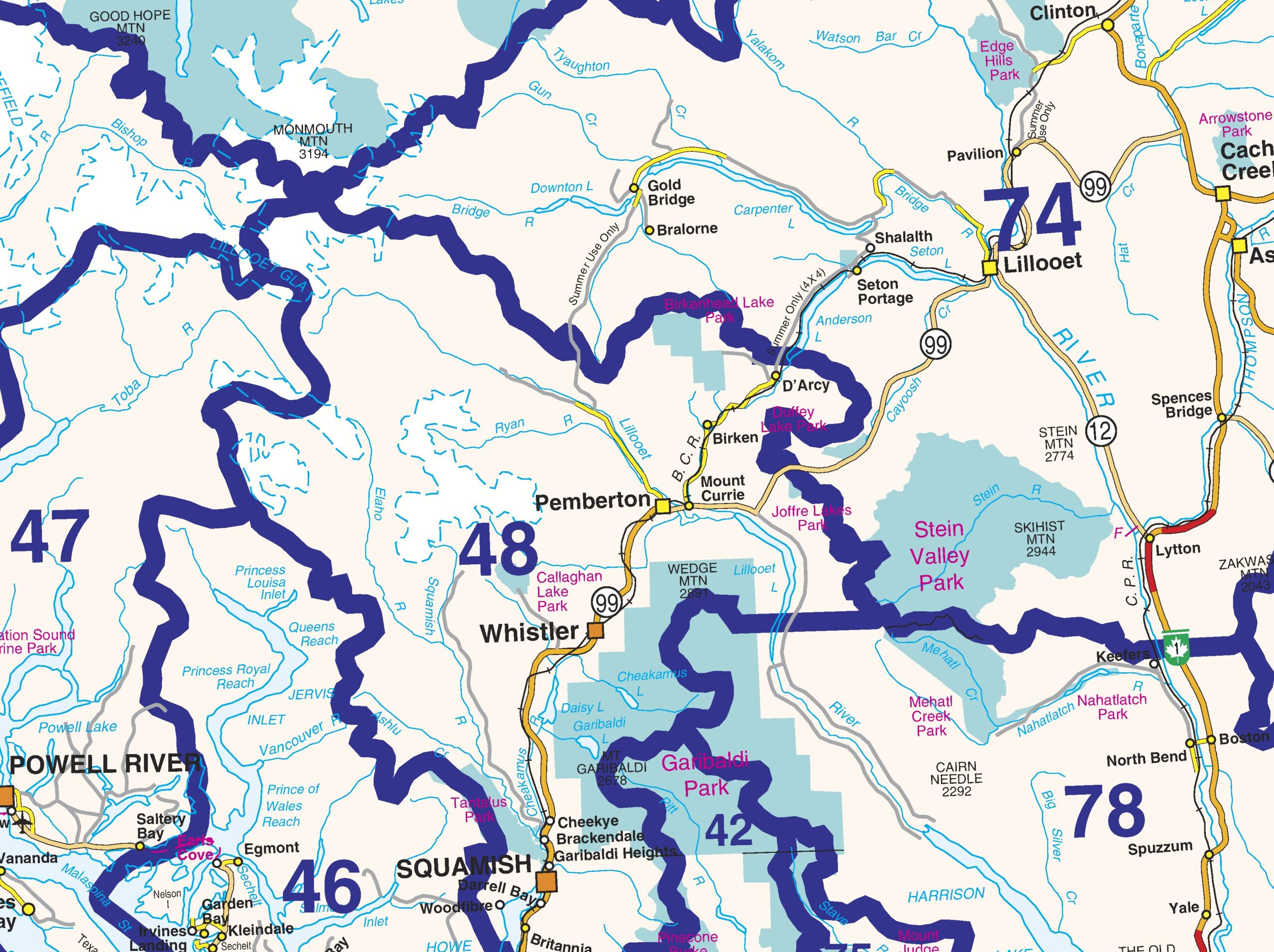 British Columbia with School Districts davenport maps ltd.