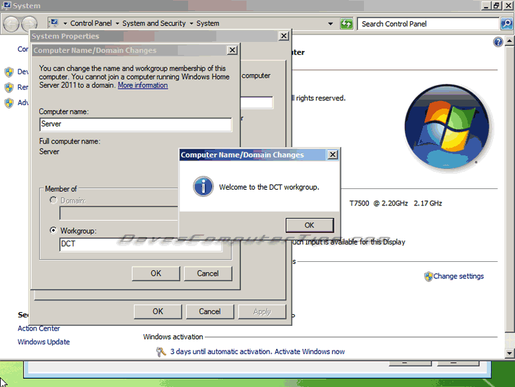 How to change the workgroup of Windows Home Server 2011 Daves