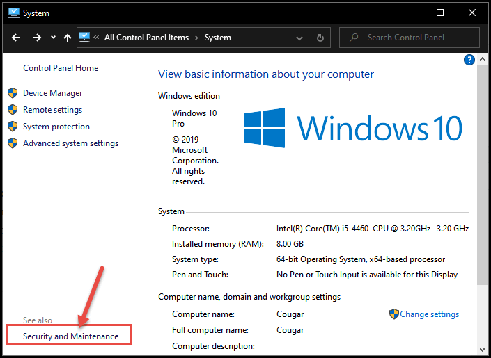 How to Check Your Security and Maintenance Status in.