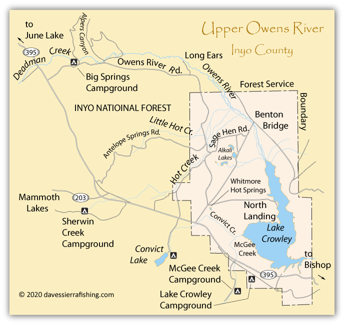 Upper Owens River Fishing Map Eastern Sierra Fishing Maps