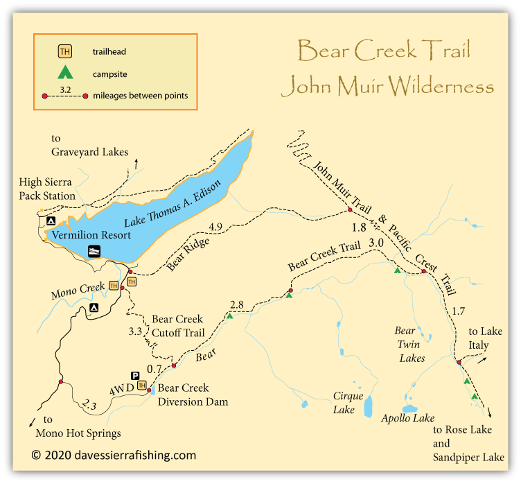 Bear Creek Map Dave's Sierra Fishing