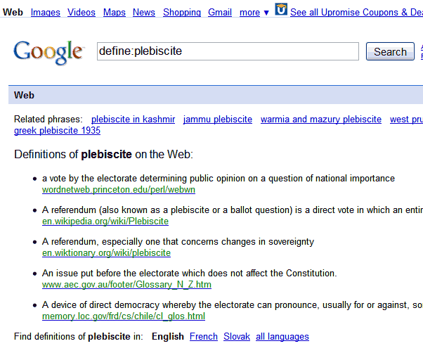 How to define a word in Google