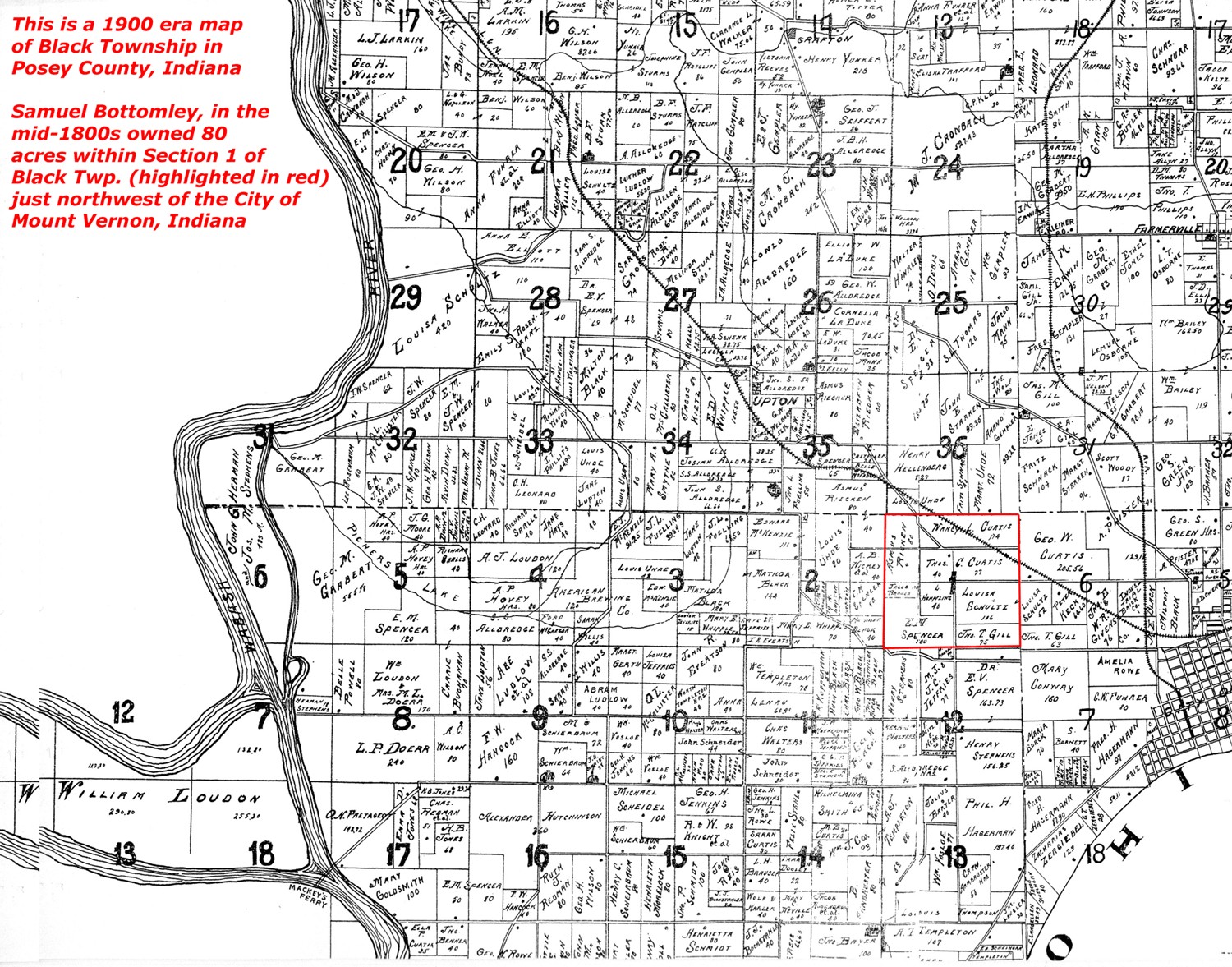 Samuel Bottomley is found in the 1842 Indiana Land Tax Poll. It states
