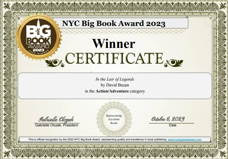 NYC BIG BOOK AWARD CERTIFICATE! David Buzan