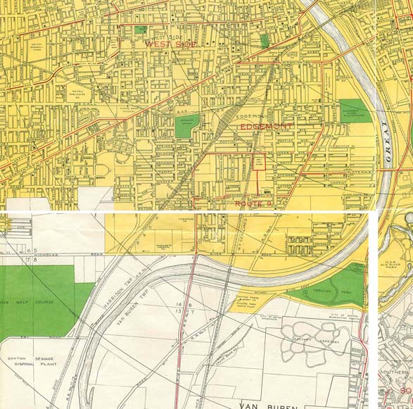 1945 map of Dayton, Ohio