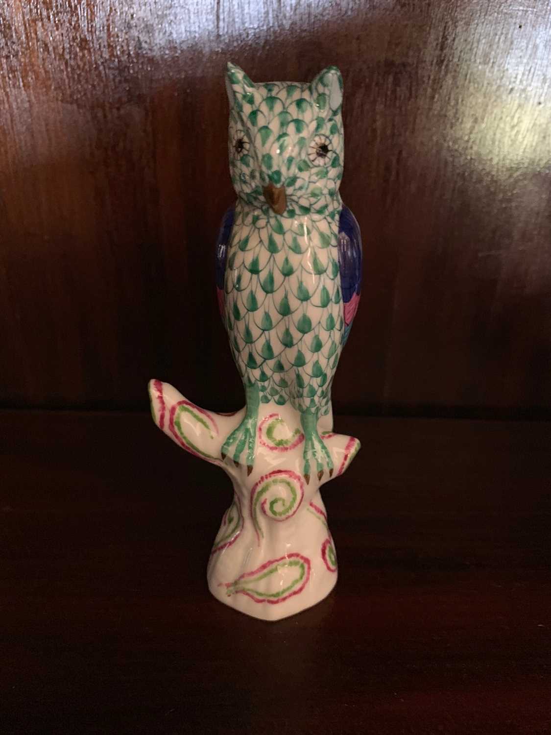 Lot 213 A Herend porcelain owl.