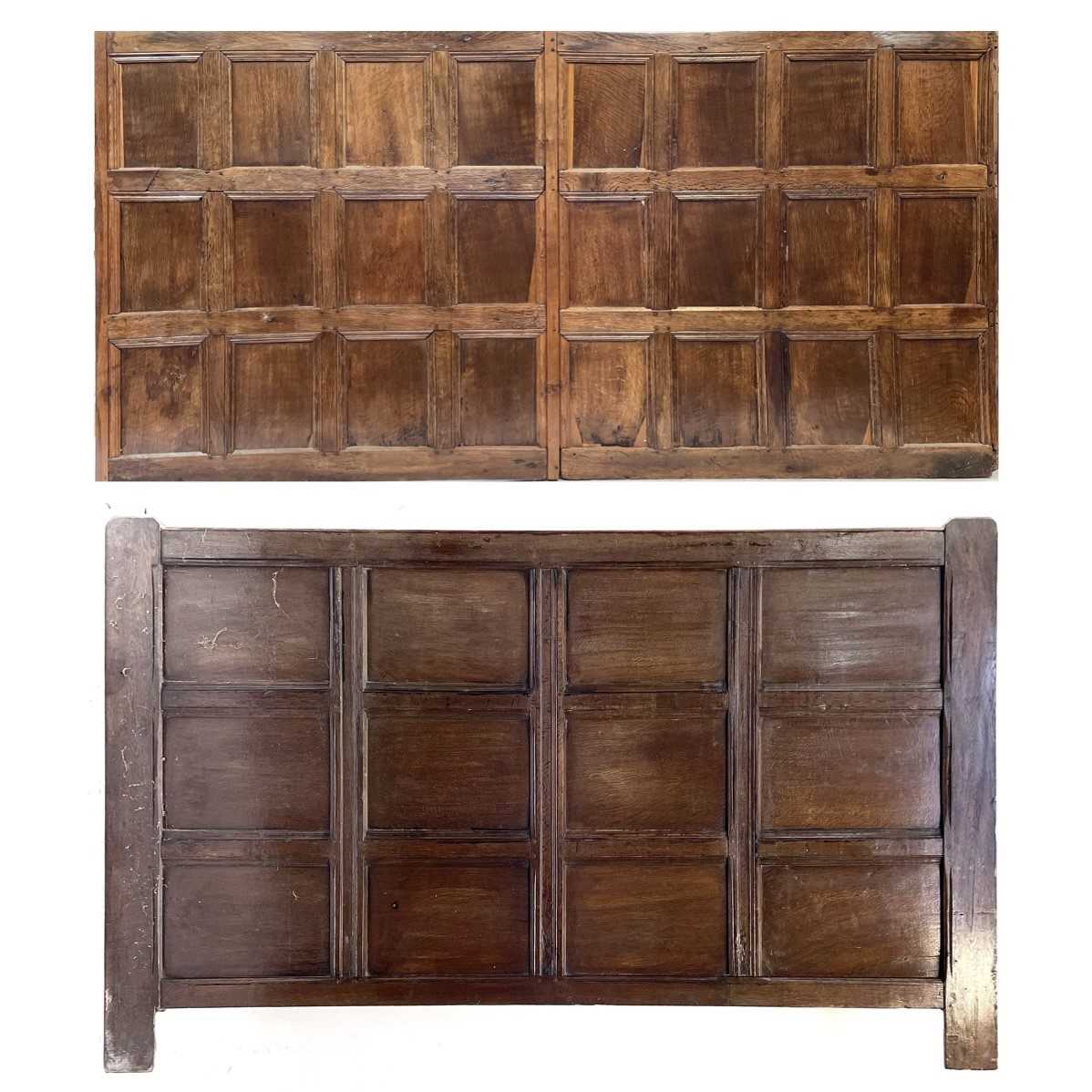 Lot 109 Two large sections of oak room panelling,