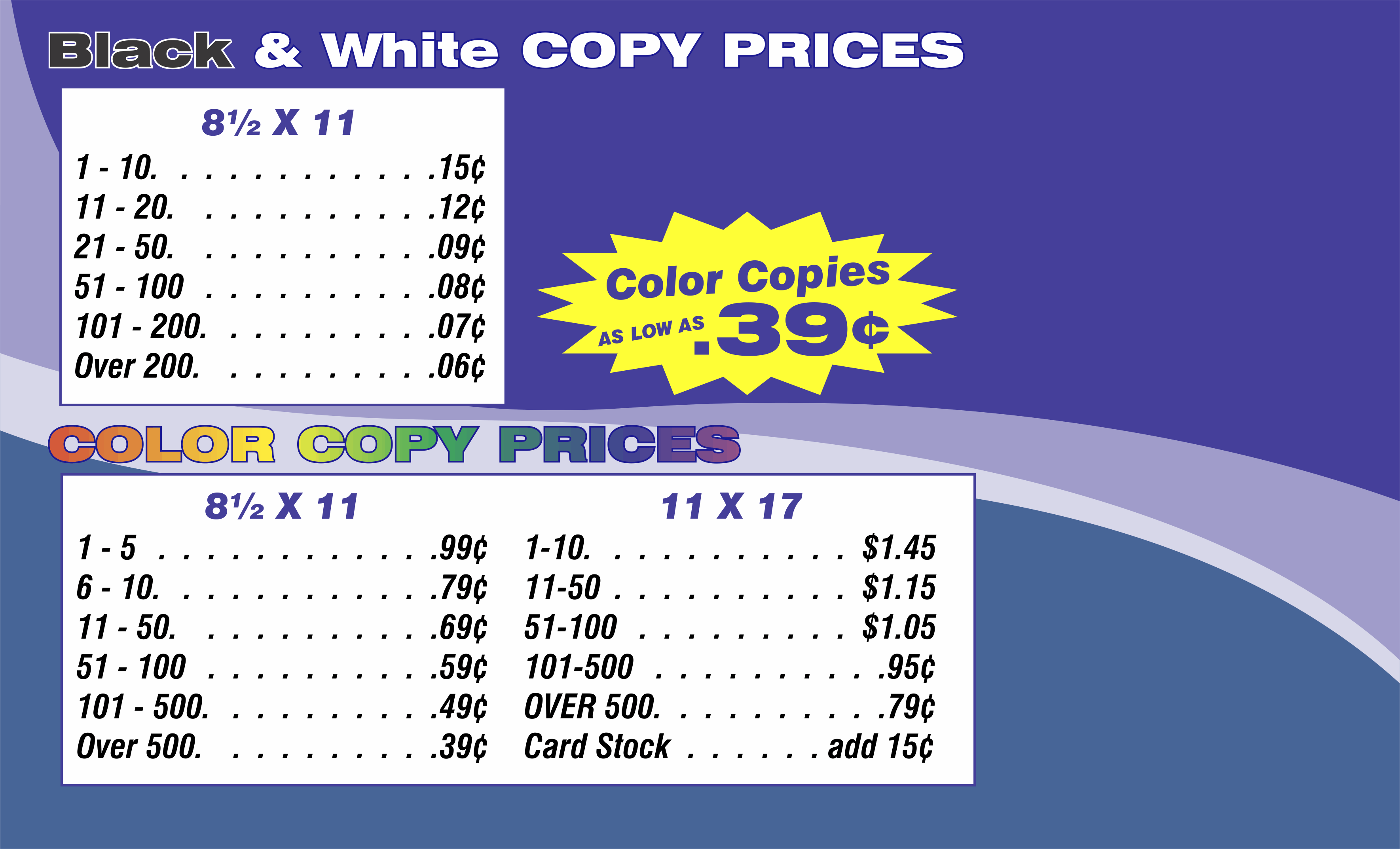 Copy Prices Fast Print