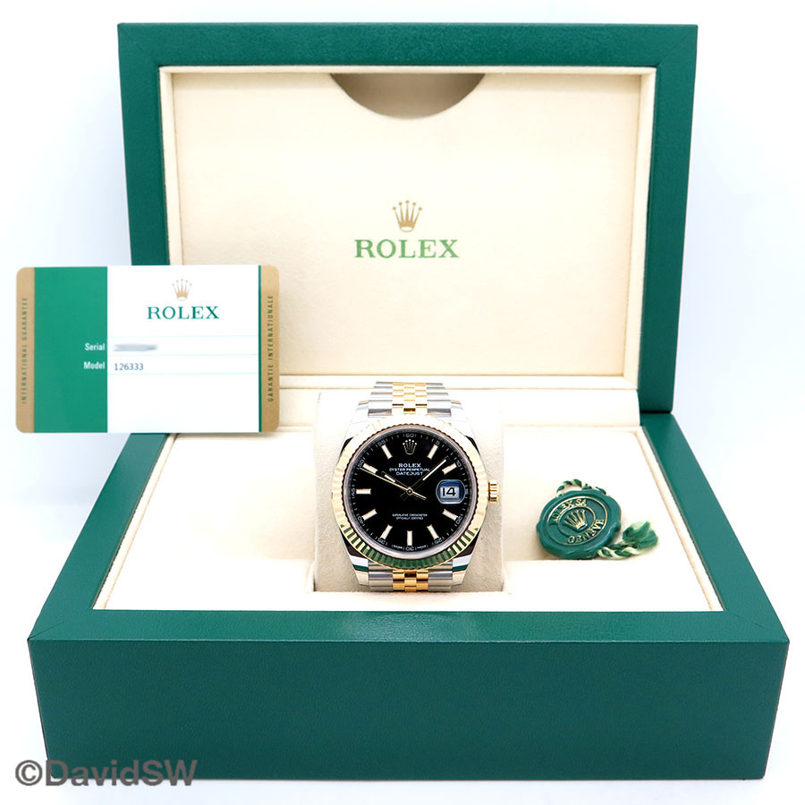 FS Rolex 126333 DATEJUST 41MM 18K/SSBLACK STICK DIALJUBILEE BRACELET