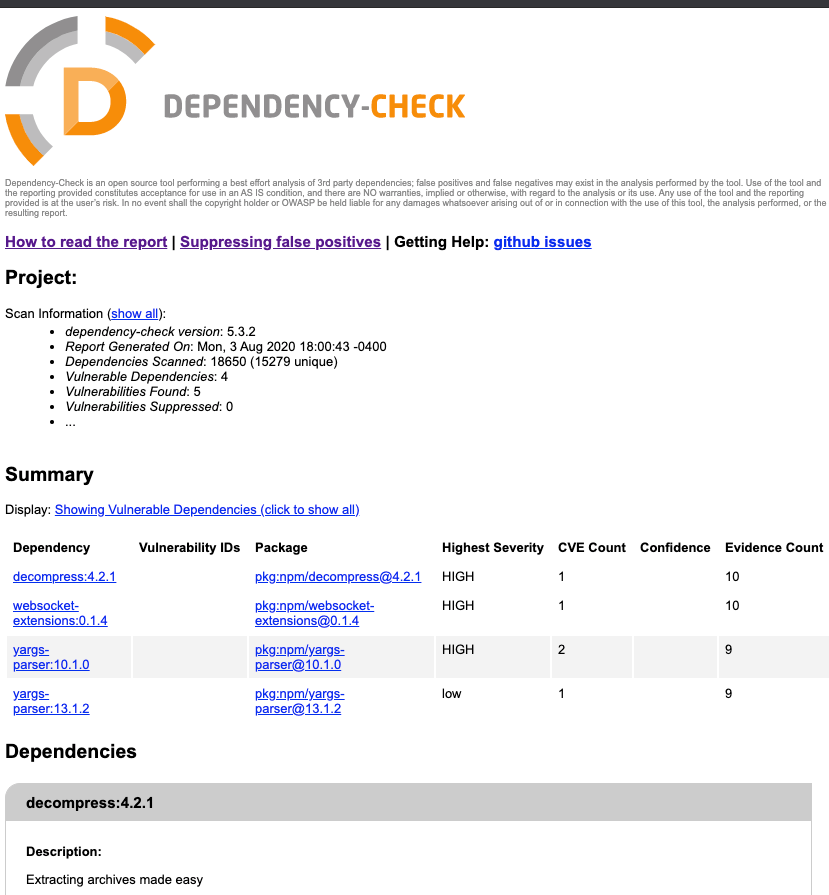 Using OWASP Dependency Check to scan a Vue app Dev Notes