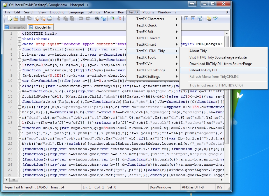 HTML Tidy broken in Notepad++ David Vielmetter