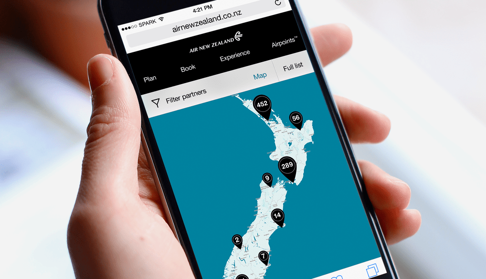 Air New Zealand Partners map website