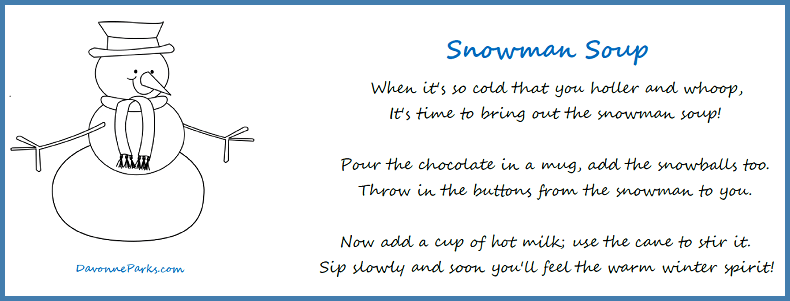 Free Printable Snowman Soup Poem Davonne Parks