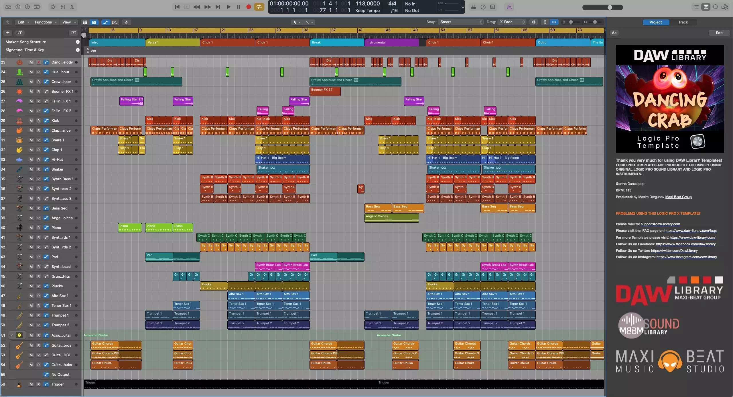 Dancing Crab Logic Template dance pop MaxiBeat