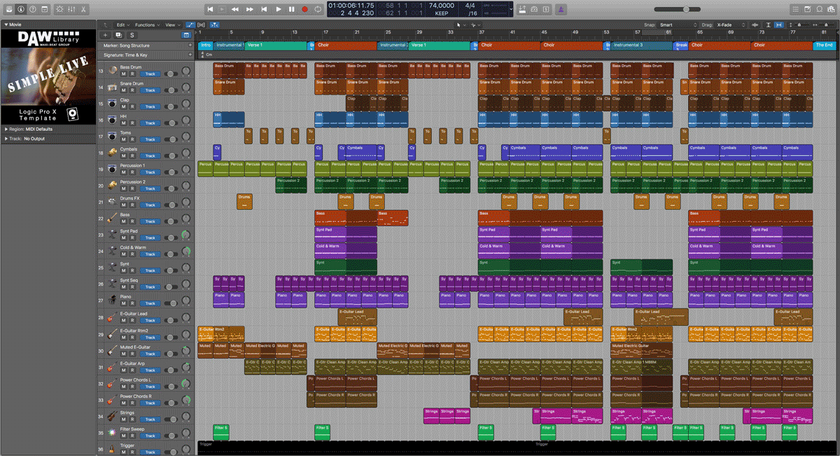 Logic Pro template Simple Life pop rock music genre