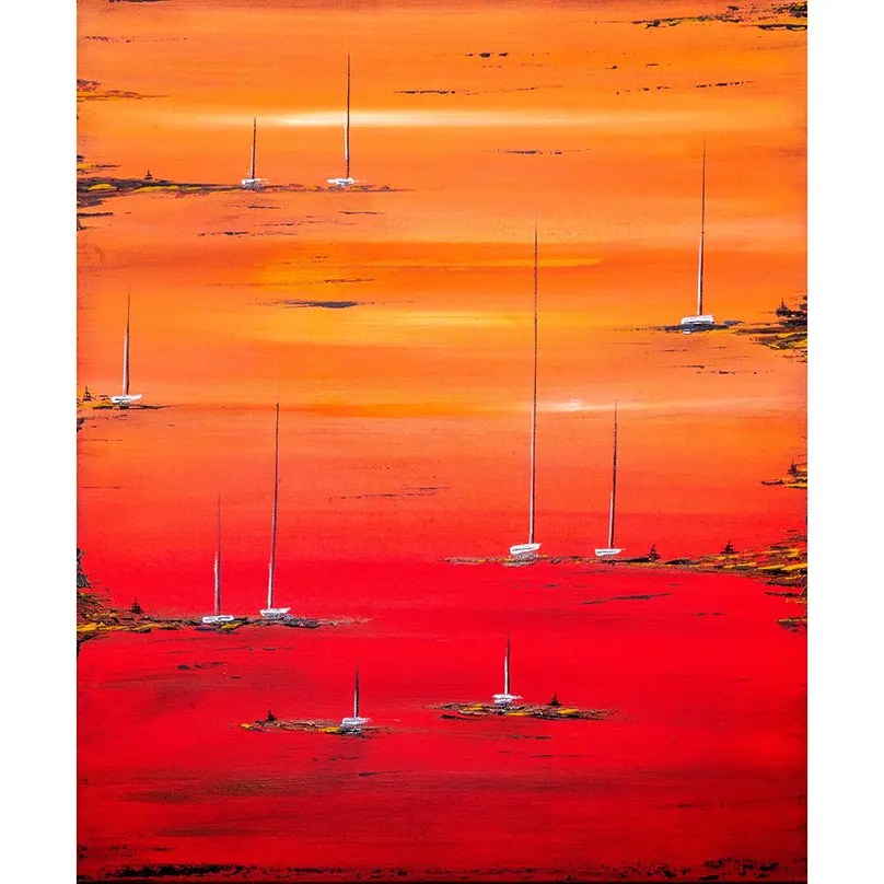 Zen Red de Sylvie Lauvray Peinture, Art Abstrait Day2Day Gallery